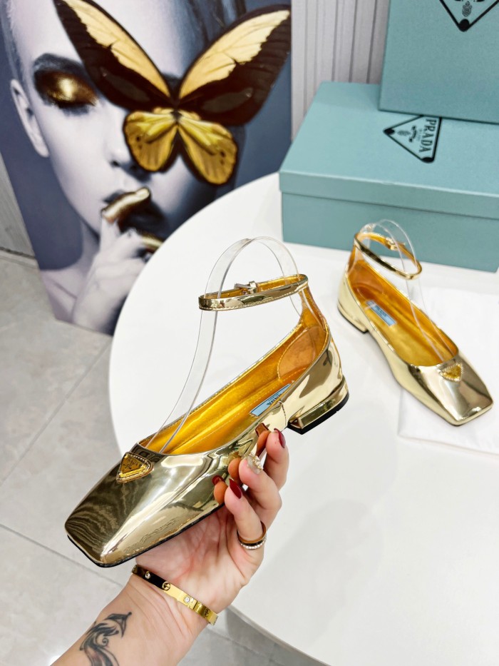 Prada Metallic Leather Ballerinas Pumps Size 35-41 3-Color