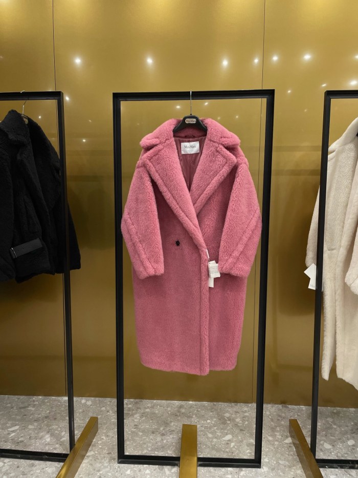 Max Mara Teddy Long Coat Pink Size XS-M