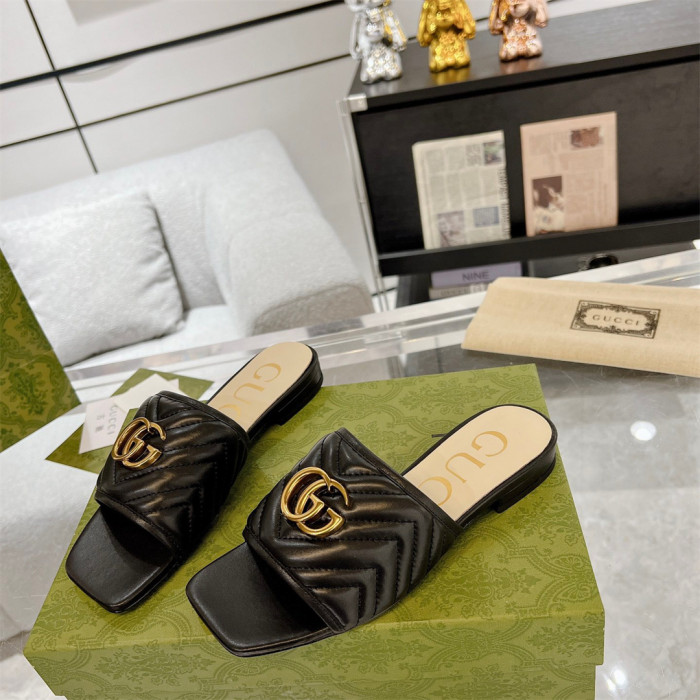 Gucci Slippers with Double G Size 36-41 6-Color