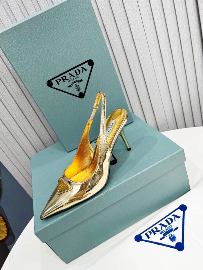 Prada Brushed Leather Slingback Pumps Size 35-41 8-Color