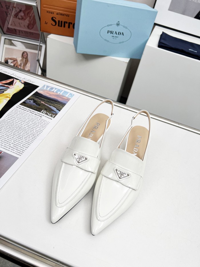 Prada Brushed Leather Slingback Pumps Size 35-41 3-Color