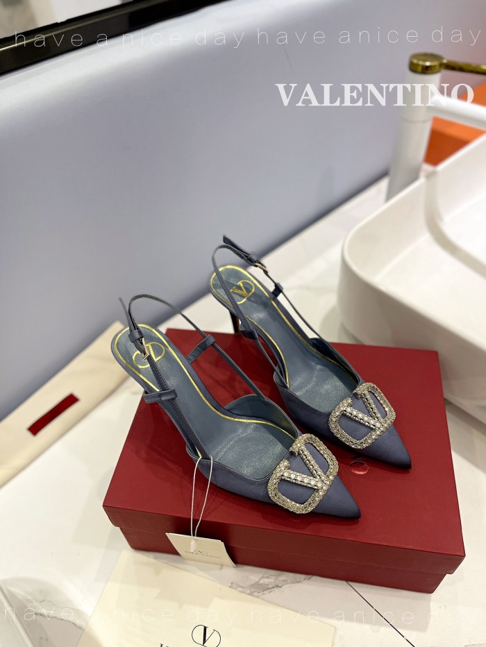 Valentino Vlogo Signature Satin Slingback Pumps Size 35-41 6-Color