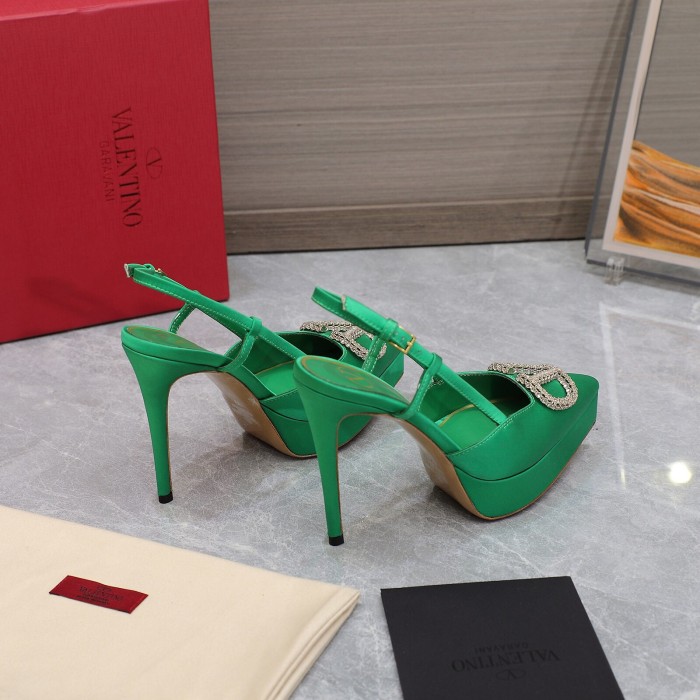Valentino Vlogo Signature Satin Slingback Platform Size 35-41 5-Color