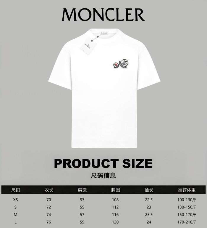 Moncler Unisex T Shirt XS-L 2-Color
