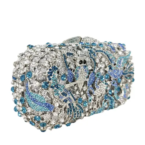 Spahire Bird & Flower Women Crystal Clutch