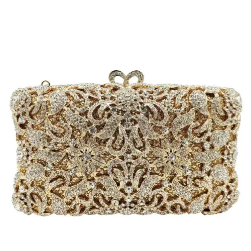 Flower Women Crystal Evening Purse and Handbag