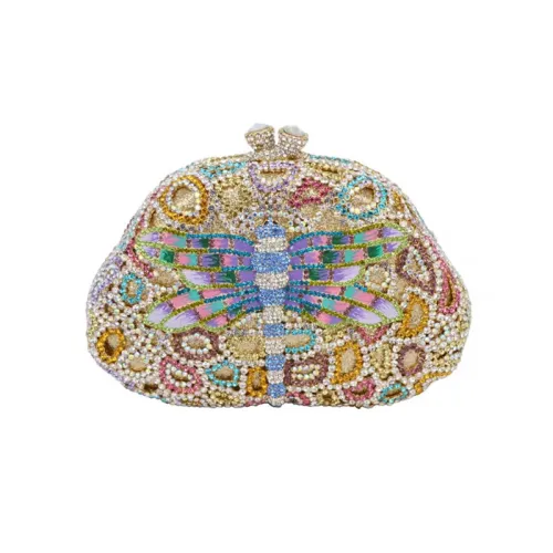 Lovely Dragonfly Crystal Clutch Bag