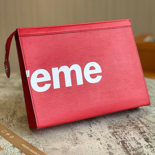 関税なし ルイヴィトン × シュプリーム  偽物 Pochette Jour GM クラッチバッグ 赤 M66888