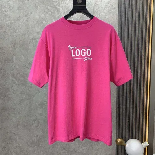 入手困難バレンシアガ 偽物 クルーネックロゴ Tシャツ ピンク bat85563