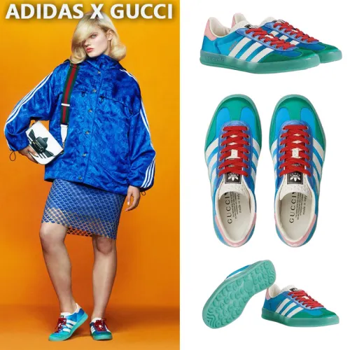 【GUCCI】× ADIDASコラボ Gazelle スニーカー(青)