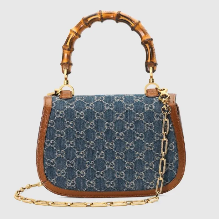 【日本限定】GG バンブー ショルダーバッグ デニム レザー