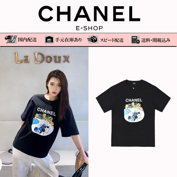 Chanel /シャネル23 ssシティレースプリント半袖Tシャツ