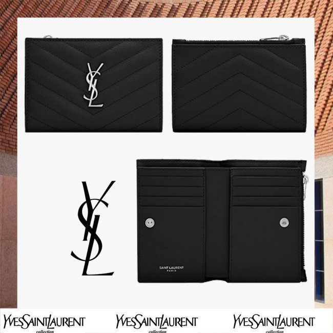 《新作限定めっちゃ便利》MONOGRAMキルティンググレインエンボスレザージッパー二つ折り財布