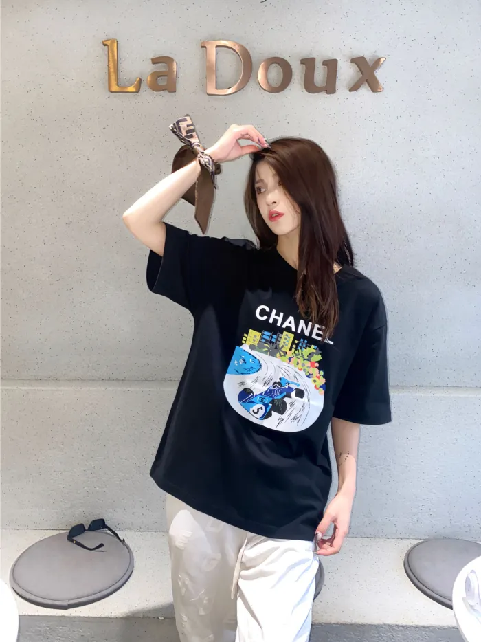 Chanel /シャネル23 ssシティレースプリント半袖Tシャツ
