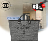 シャネル 大きなチャコールキャンバスドーヴィルトートTOTE