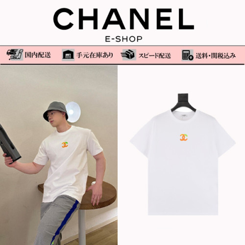 CHANEL /シャネルカラーロゴプリントラウンドネック半袖