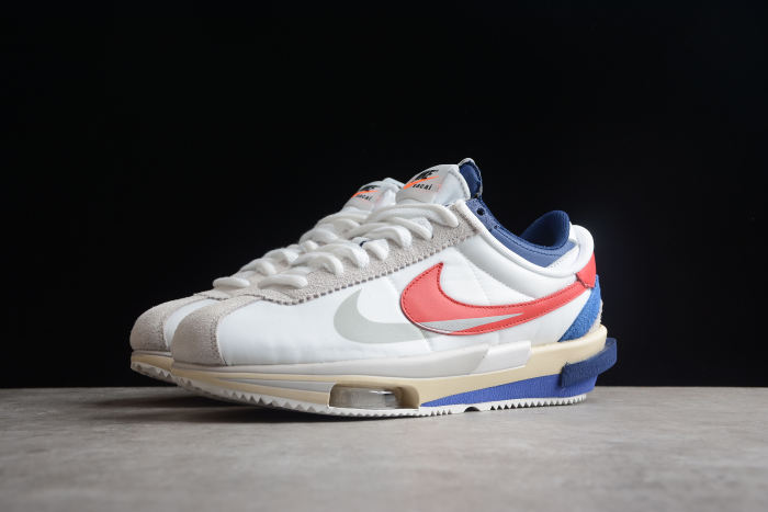 sacai × Nike Zoom Cortez White and University Red DQ0581-100