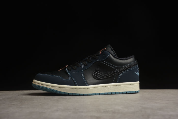 Air Jordan 1 FJ5478-010 Low Navy Black Snakeskin Dark Obsidian