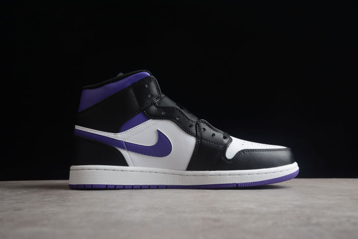 Air Jordan 1 Mid AJ1 Black White Purple
