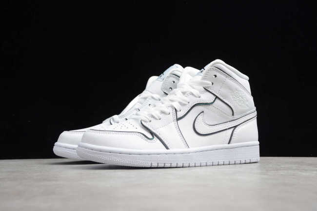 Air Jordan 1 MID SE Women's Shoes White/White Iridescent CK6587-100