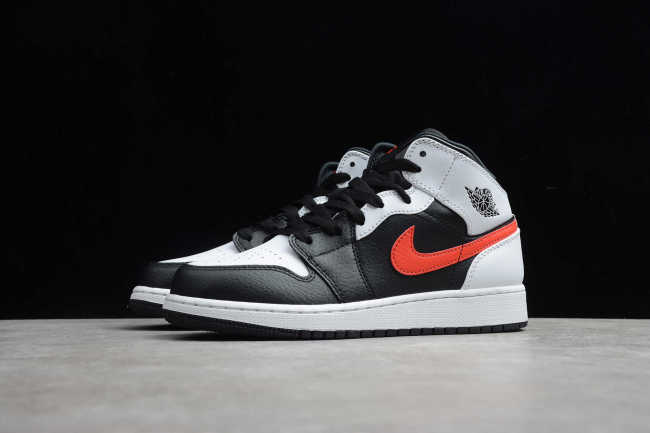 Air Jordan 1 Mid GS Black Chile Red White 554725 075