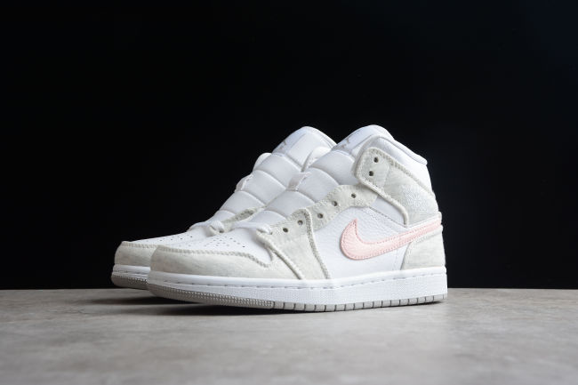 Air Jordan 1 Mid SE Light Iron Ore Women Sneakers White Atmosphere
