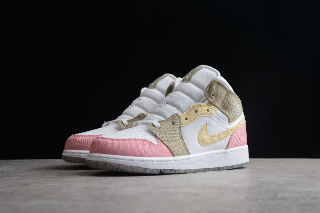 Jordan Air 1 Mid Retro Pink White Brown