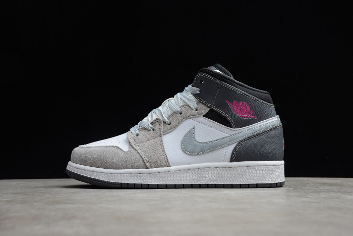 Air Jordan 1 Mid GS ' Grey Hyper Pink' White