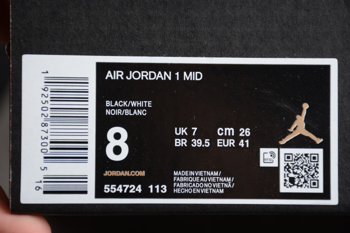 Air Jordan 1 Retro Mid Tuxedo Black White 554724-113