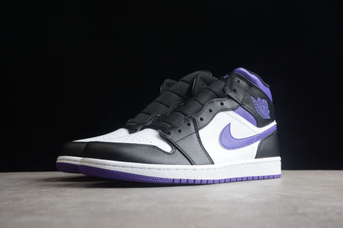 Air Jordan 1 Mid AJ1 Black White Purple