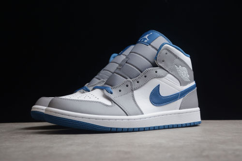 Air Jordan 1 Mid Wolf Grey Aluminum Women Sneakers White