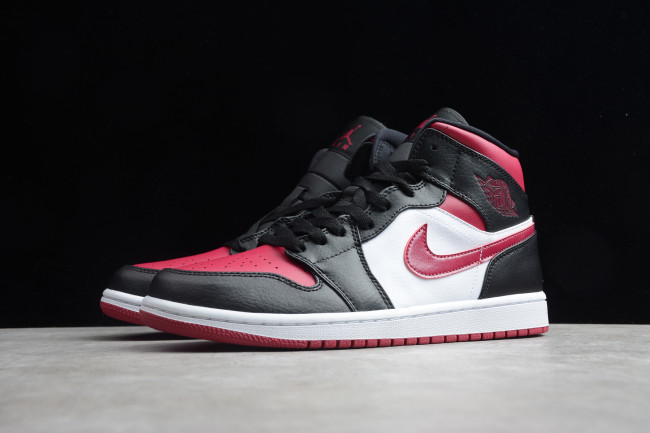 Air Jordan 1 Mid Bred Toe Black/Noble Red 554724-066