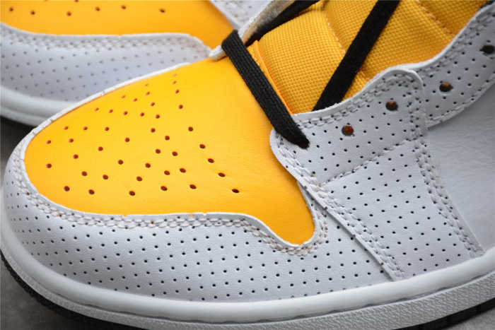 Air Jordan 1 Mid Perforated White University Gold BQ6472-107