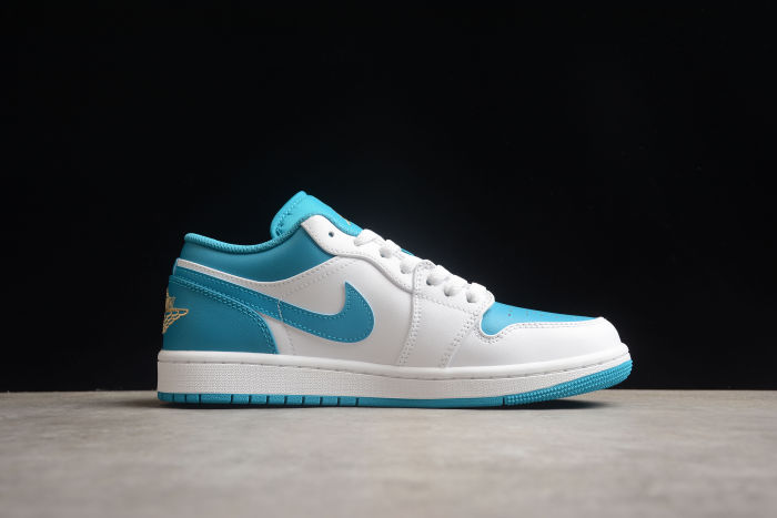 Air Jordan 1 Low Aquatone Blue White Gold 553558-174