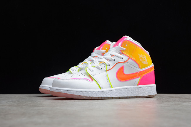 Air Jordan 1 Mid GS Edge Glow White Pink Blast CV4611-100