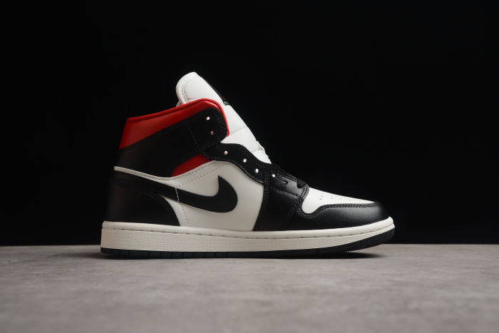 Air Jordan 1 Mid GS Black Gym Red White