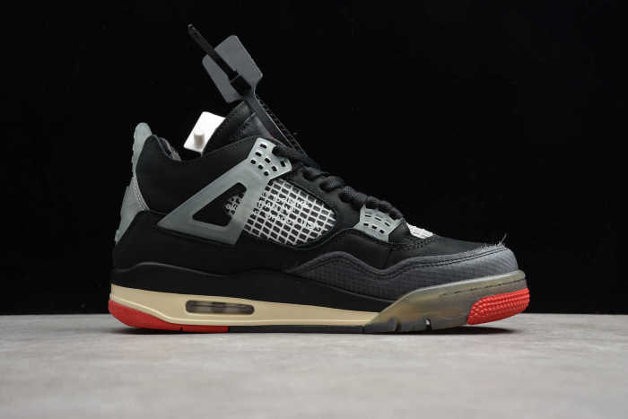 Off-White x Air Jordan 4 Retro Black Red CV9388-001