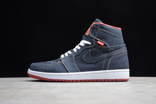 Levis x Air Jordan 1 High Denim Sail Game Red 556298-010