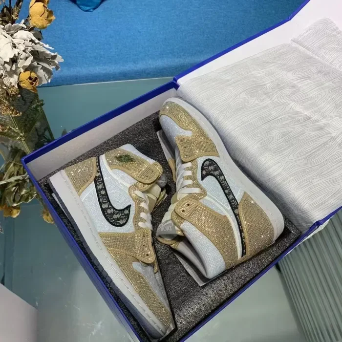 Air Jordan 1 Diamond DIY Gold White