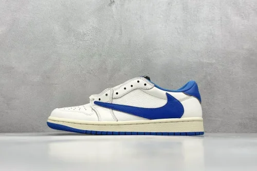 Travis Scott x Fragment x Air Jordan 1 Low Cream White Blue TS CQ3277-100