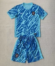 24-25 Portugal Lake Blue GoalKeeper Kids Soccer Jersey