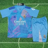 24-25 RMA Bllue GoalKeeper Kids Soccer Jersey (带袖广告)