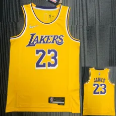 21-22 Lakers JAMES #23 Yellow 75th Anniversary Top Quality Hot Pressing NBA Jersey