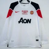 2010-2011 Man Utd Away White Long sleeve Retro soccer jersey (长袖) 欧冠版