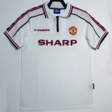 1998 Man Utd White Retro Retro Soccer Jersey