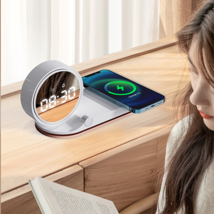 K02T  3 in 1 wireless charger with Creative clock & night light