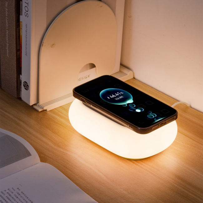 2 in 1 Tent lamp with wireless charging with night light and colorful ambient light