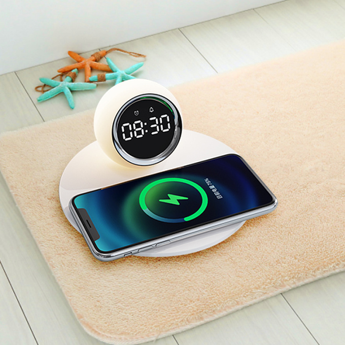 K22T 3 in 1 wireless charger with Creative clock & night light