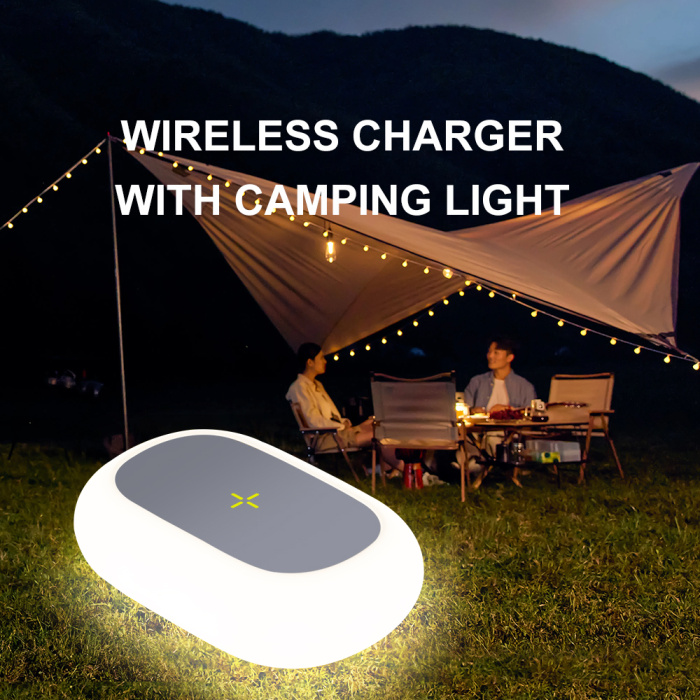 K31 2 in 1 portable Tent lamp with wireless charging with night light and colorful ambient light