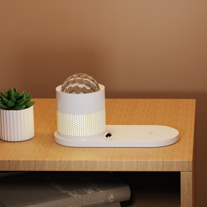 K21B  3 in 1  wireless charging with Bluetooth speaker & night light